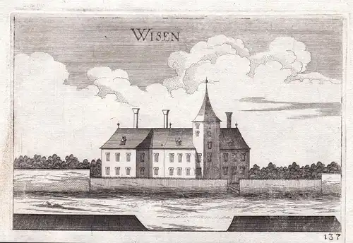 Wisen - Schloss Wisent Amelsdorf Burgschleinitz-Kühnring Kupferstich antique print