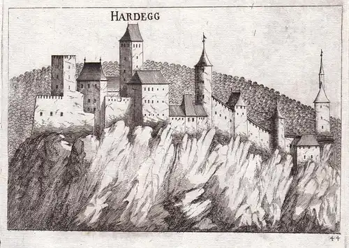 Hardegg - Burg Hardegg Ansicht Hollabrunn Kupferstich antique print