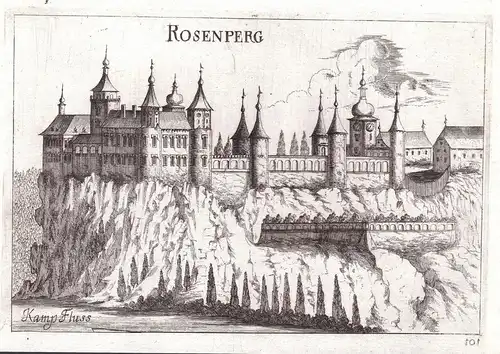 Rosenprg - Schloss Rosenburg Rosenburg-Mold Horn Kupferstich antique print