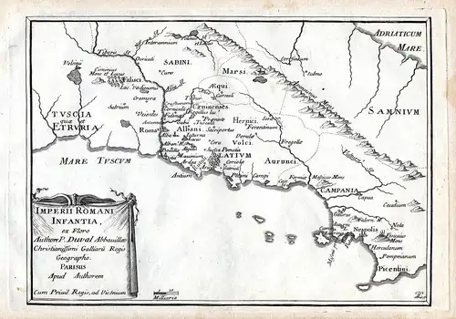 Imperii Romani Infantia - Italia Roma Napoli map carta Karte Kupferstich antique print