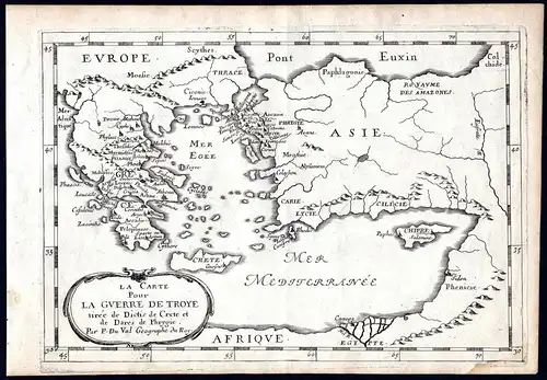 La Carte pour la Guerre de Troye - Greece Crete Turkey Egypt map carte Karte Kupferstich antique print