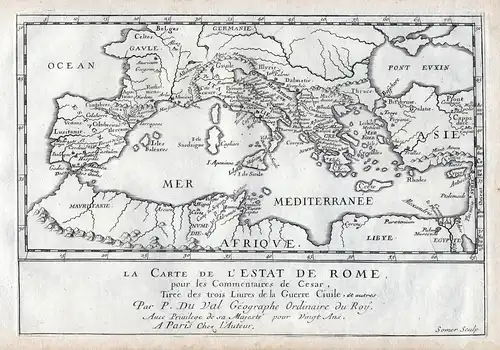 La Carte de l'Estat de Rome - Roman Empire Asien Europe map carte Karte Kupferstich antique print