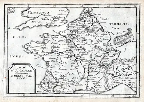 Gallia - France Frankreich England Belgique map carte Karte Kupferstich antique print