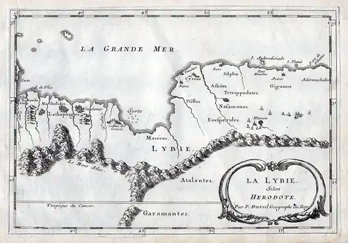 La Lybie selon Herodote - Lybia Lybien Sirte map carte Karte Kupferstich antique print
