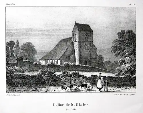 Eglise de St. Dixier - Saint-Dizier eglise vue gravure Ansicht Lithographie litho