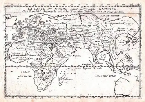 La Carte du Monde pout l'Ancienne Histoire - Weltkarte Mappemonde world map carte Karte Kupferstich antique pr