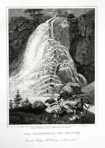 Der Wasserfall bei Golling - Wasserfall Golling Salzburg Hallein Österreich Austria gravure Stahlstich
