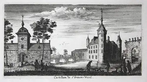 Castellum de S'Grauen-Wesel - 's-Gravenwezel Burg Castel Belgique Kupferstich antique print gravure