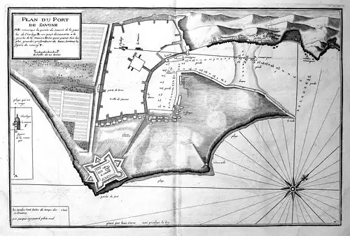 Plan du Port de Savone - Savona porto Hafen harbour map carte Karte Kupferstich antique print