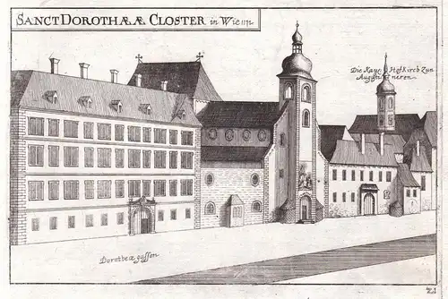 Sanct Dorothaeae Closter in Wienn - Dorotheerkirche Wien Kloster Kupferstich antique print