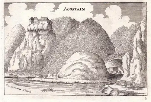 Aggstain - Burg Aggstein Schönbühel-Aggsbach Kupferstich antique print