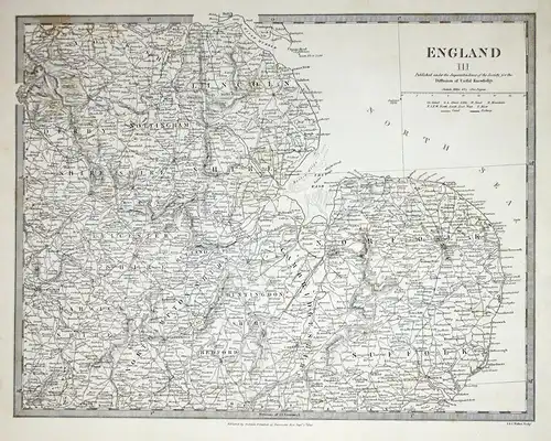 England III. - England Great Britain Kontinent continent Norfolk Lincoln SDUK Karte map Stahlstich steel engra