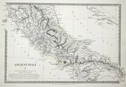 Ancient Italy II. - Italien Italy Italia Lucania Lukanien Messapia Salento SDUK Karte map Stahlstich steel eng