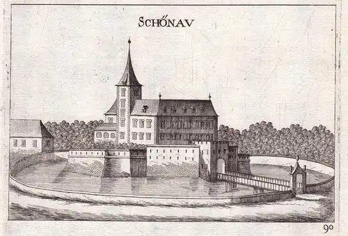 Schönau - Schloss Schönau an der Triesting Kupferstich antique print