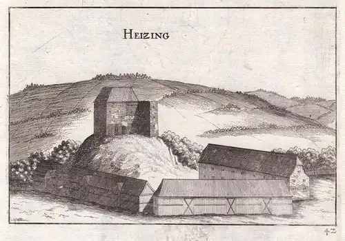Heizing - Heitzing Karlstetten Niederösterreich Kupferstich antique print