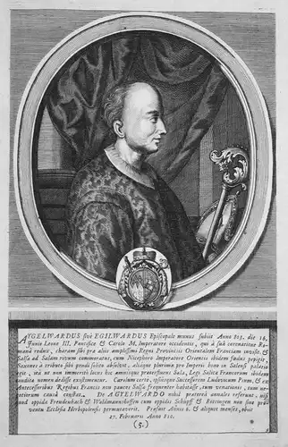 Argelwardus sive Egilwardus - Egilwart Bischof Würzburg Berowelf Portrait Kupferstich engraving