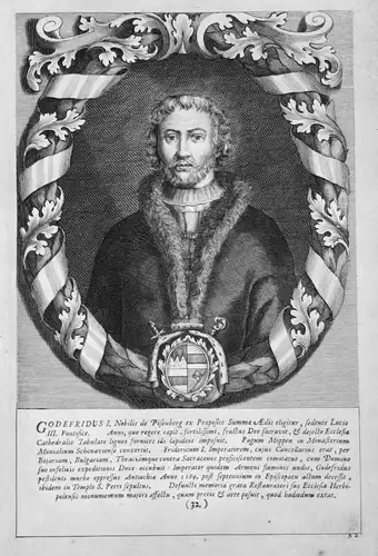 Godefridus I - Johann Gottfried I Würzburg Bischof Portrait Kupferstich antique print