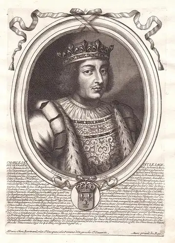 Charles 5 dit le Sage - Charles V le Sage roi France Portrait Kupferstich engraving gravure