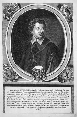 Joannes Godefridus - Johann Gottfried I. von Aschhausen Würzburg Portrait Kupferstich engraving
