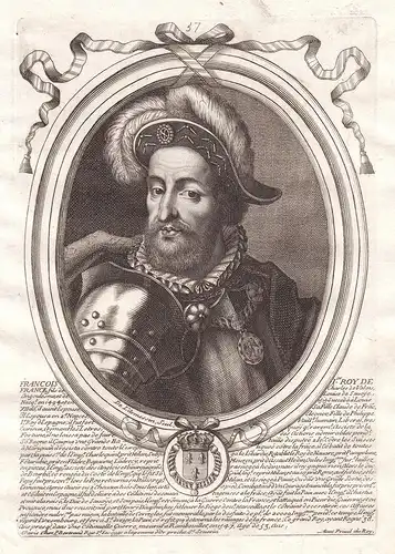 Francois Ier roy de France - Francois Ier roi France Portrait Kupferstich engraving gravure