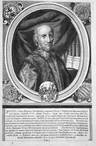 Poppo I - Poppo I Bischof Kanzler Würzburg Portrait Kupferstich engraving