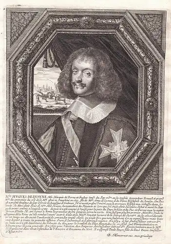 Mire Huhues De Lyonne - Hugues de Lionne (1611-1671) Portrait Kupferstich engraving gravure