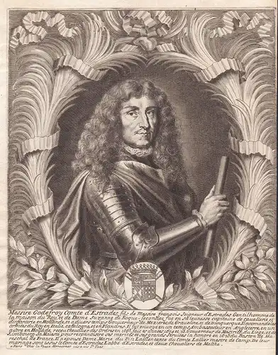 Messire Godefroy comte d'Estrades - Godefroi d'Estrades Paris Portrait gravure Kupferstich engraving