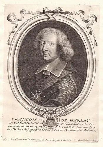 Francois de Harlay de Chanvallon - Francois Harlay de Champvallon (1625-1695) archbishop of Paris Portrait Kup