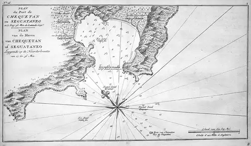 Plan du Port de Chequetan ou Seguataneo - Zihuatanejo Mexico puerto mapa Karte map Kupferstich antique print