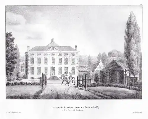 Chateau de Linden - Linden Nordbrabant chateau Schloss Lithographie Cloet Niederlande Nederland