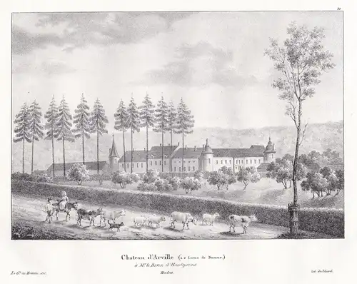 Chateau d'Arville - Arville Loir-et-Cher Schloss Chateau Lithographie Cloet Frankreich France