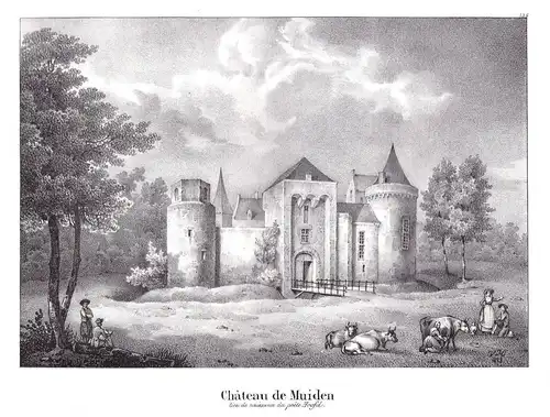 Chateau de Muiden - Muiden Gooise Meren Schloss chateau Lithographie Cloet Niederlande Pays-Bas
