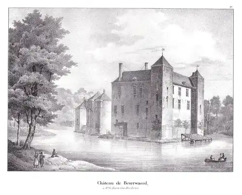 Chateau de Beverwaerd - Beverwaard Rotterdam Schloss chateau Lithographie Cloet Niederlande Pays-Bas