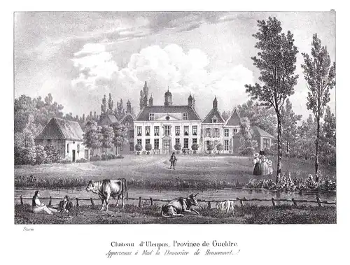 Chateau d'Ulenpas, Province de Gueldre - Gelderland Gueldre Ulenpas Schloss Lithographie Cloet Niederlande Pay