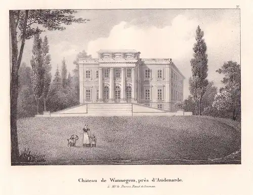Chateau de Wannegem, pres d'Audenarde - Oudenaarde Audenarde Wannegem Lithographie Cloet Belgique Belgien