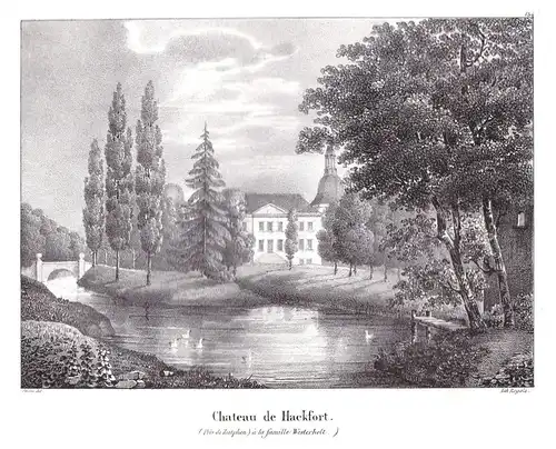Chateau de Hackfort - Zutphen Gelderland Gueldre Lithographie Cloet Niederlande Pays-Bas