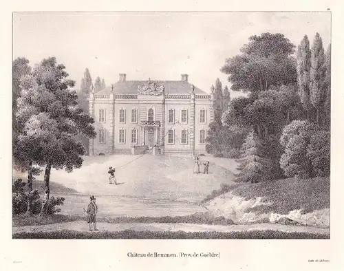 Chateau de Hemmen - Hemmen Gelderland Overbetuwe Schloss chateau Lithographie Cloet Niederlande Pays-Bas