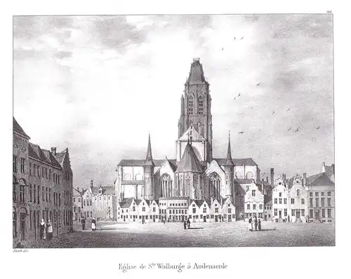 Eglise de St. Walburge a Audenaerde - Oudenaarde Audenarde Flandern Walburgakirche Lithographie Cloet Belgique