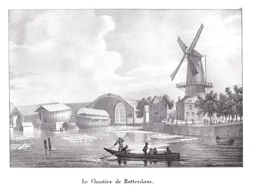 Le Chantier de Rotterdam - Rotterdam Südholland Schiffe Meer Lithographie Cloet Niederlande Pays-Bas