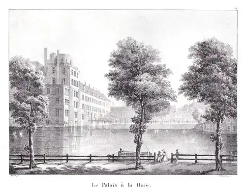 Le Palais a la Haie - Den Haag la Haye Palast Lithographie Cloet Niederlande Pays-Bas