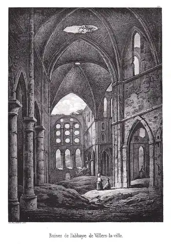 Ruines de l'abbaye de Villers-la-ville - Villers-la-Ville Wallonien Nivelles Ruine Lithographie Cloet Belgique