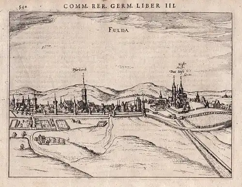 Fulda - Fulda Gesamtansicht Ansicht view Kupferstich antique print