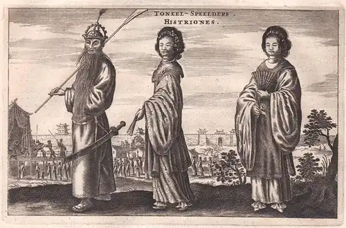 Toneel-Speelders - Gaukler Schauspieler actors juggler Asia Kupferstich antique print