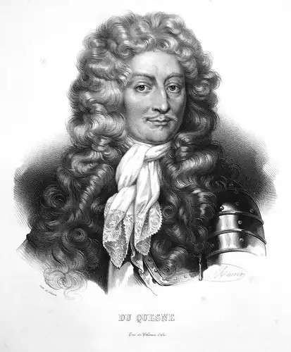 Du Quesne - Abraham Duquesne Marineoffizier officier de marine naval officer France Frankreich Lithographie Ma