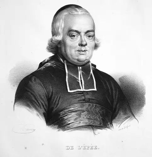 De l'Epee - Charles-Michel de lEpée Pionier pioneer pionnier France Frankreich Lithographie Delpech Portrait