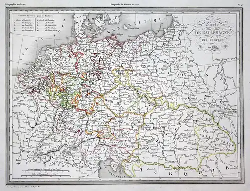 Carte de l'Allemagne par Cercles - Deutschland Allemagne Germany Deutsches Reich France Frankreich map Karte c