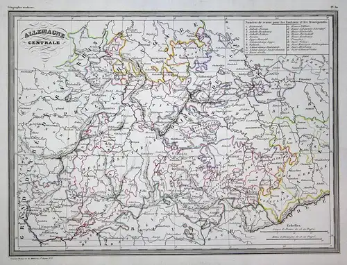 Allemagne Centrale - Deutschland Allemagne Germany Deutsches Reich map Karte carte Kupferstich antique print