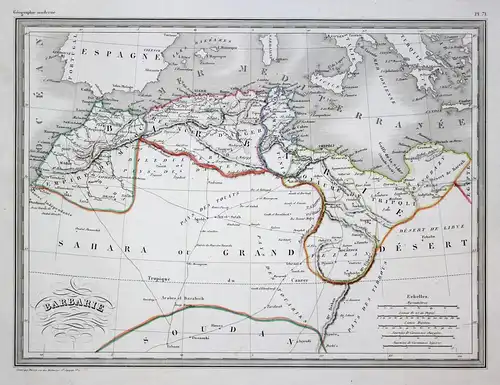 Barbarie - Tunesien Marokko Egypt Ägypten Tunesia Afrika Africa map Karte carte Kupferstich antique print