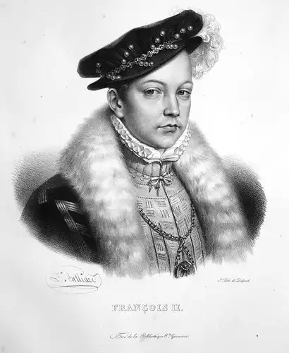 Francois II. - Franz II. king König roi France Frankreich Lithographie Belliard Portrait