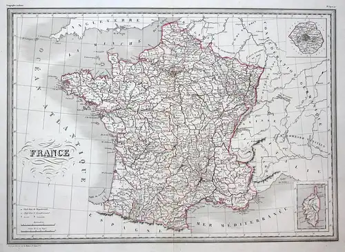 France - France Frankreich Suisse Svizzera Schweiz Italien Italia Italy map Karte carte Kupferstich antique pr